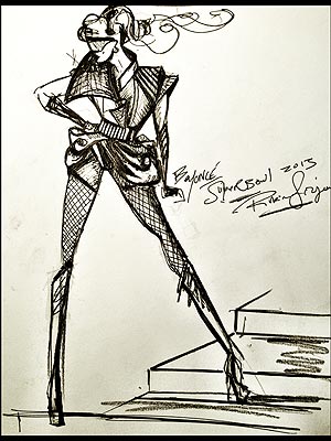 Beyonce sketch of her outfit.  Designed by Rubin Singer.